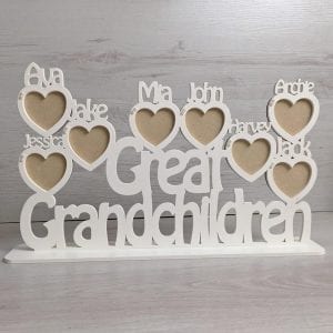 Personalised Any Word Heart Photoframe Plinth