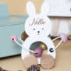 Personalised Wooden Pink Bunny Motor Pull Toy