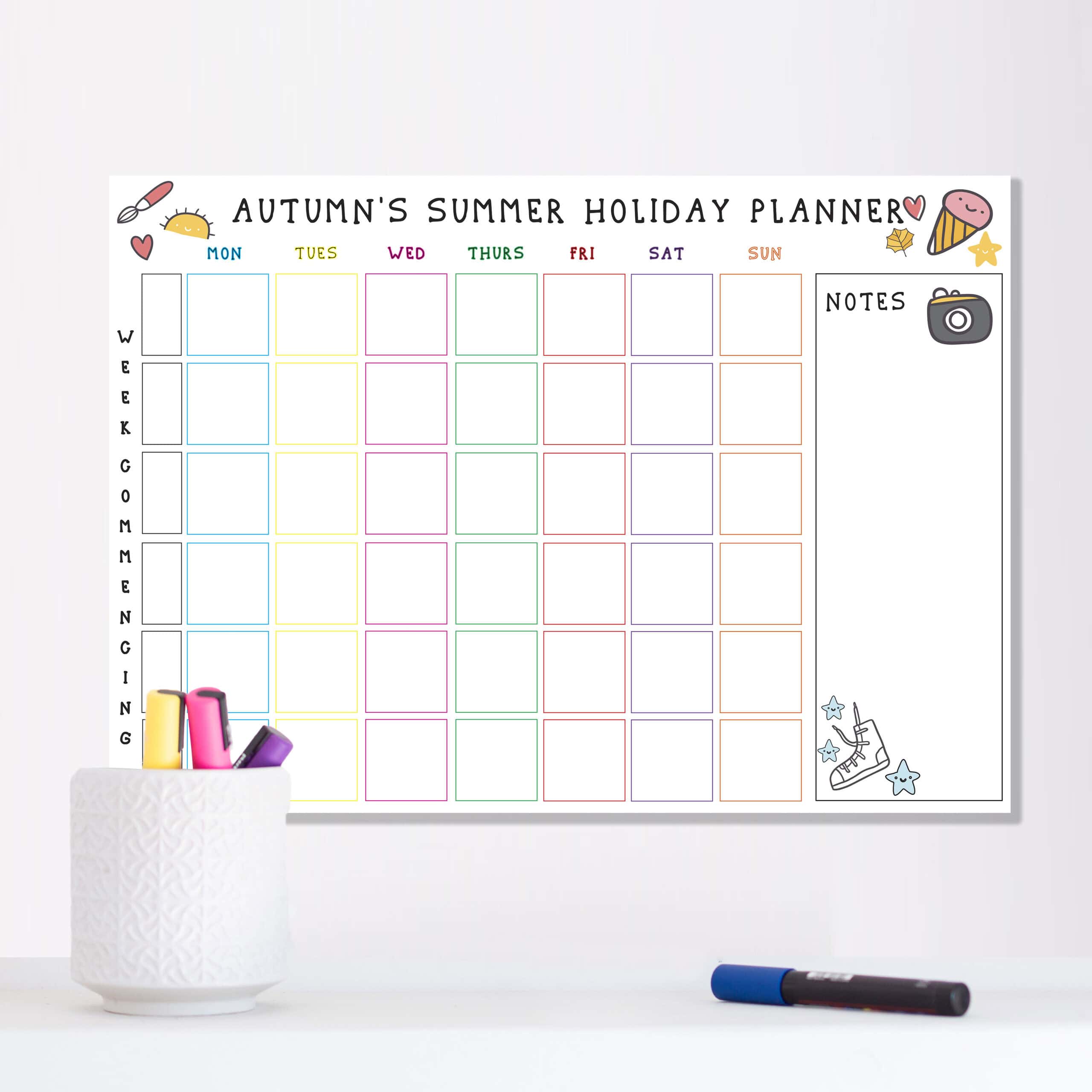 Personalised Kids Summer Holiday Planner