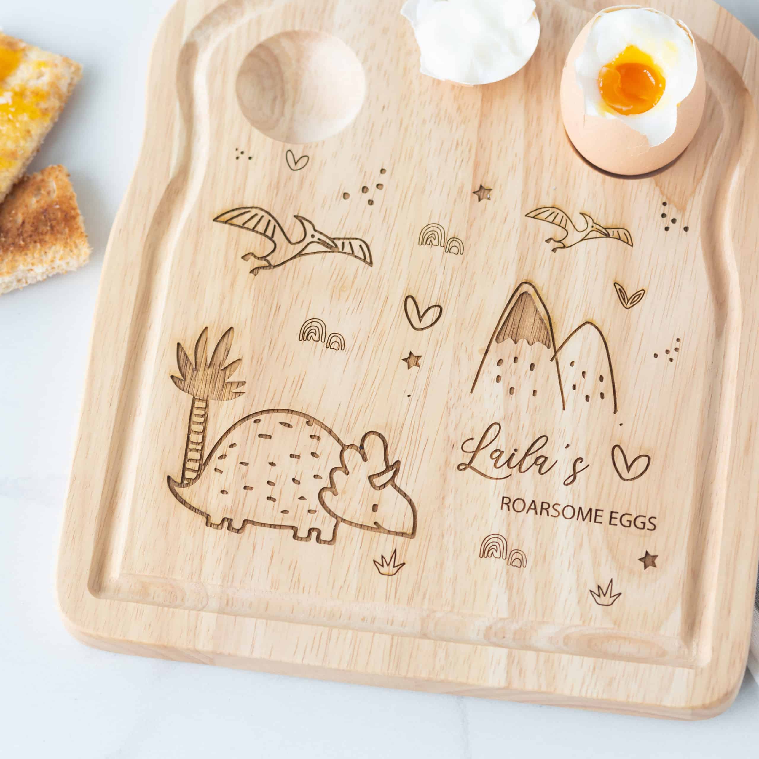 Personalised Triceratop Dinosaur Breakfast Board