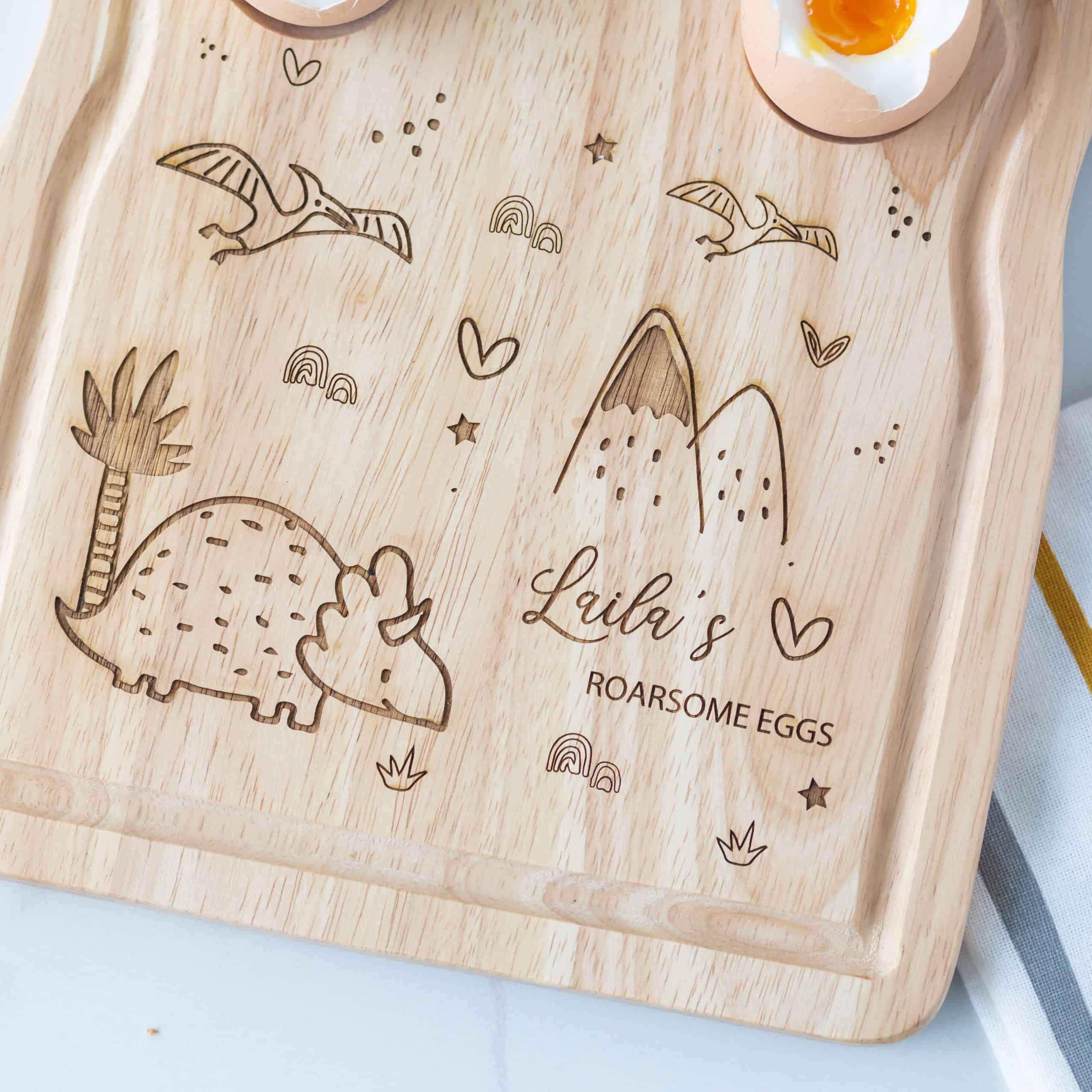 Personalised Triceratop Dinosaur Breakfast Board