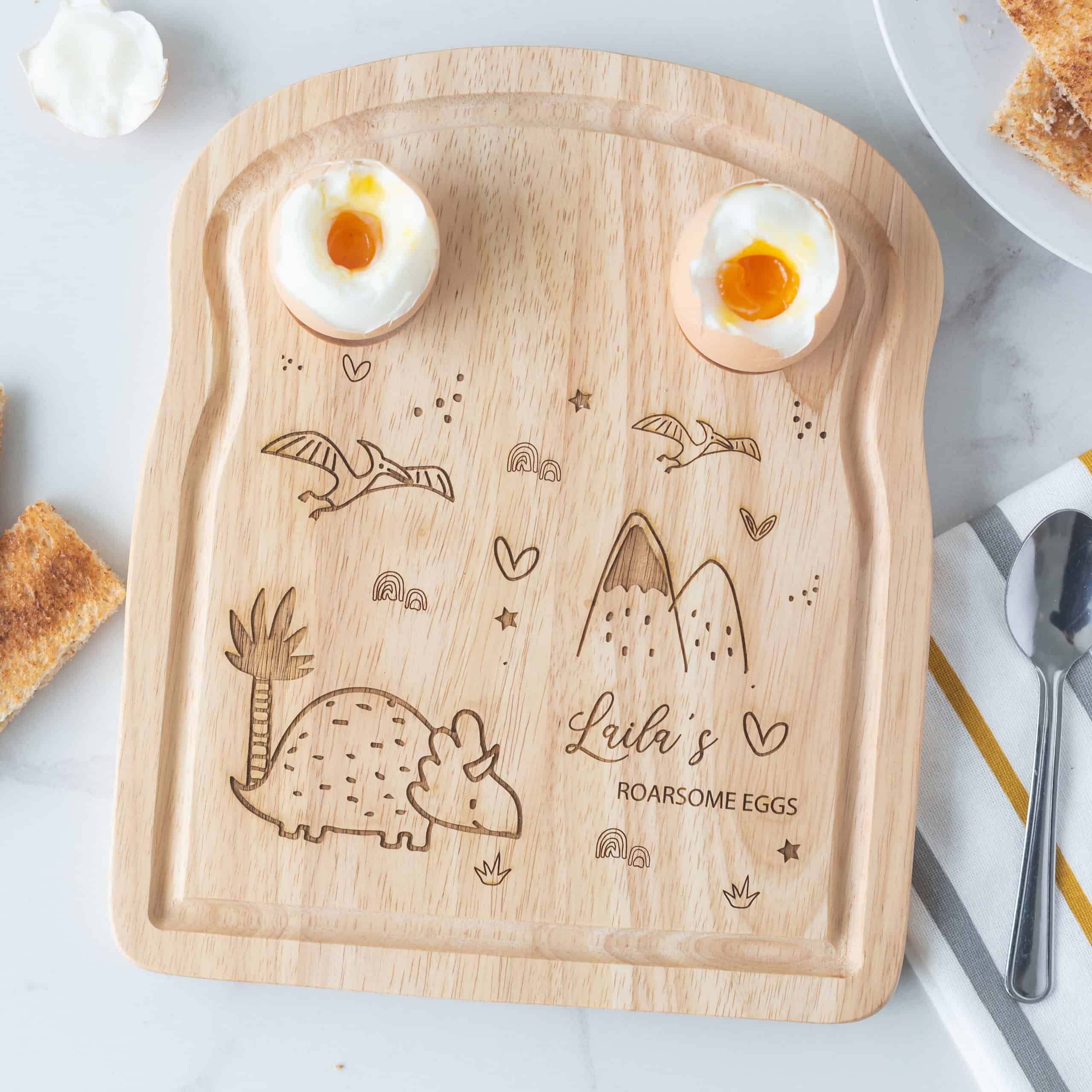 Personalised Triceratop Dinosaur Breakfast Board