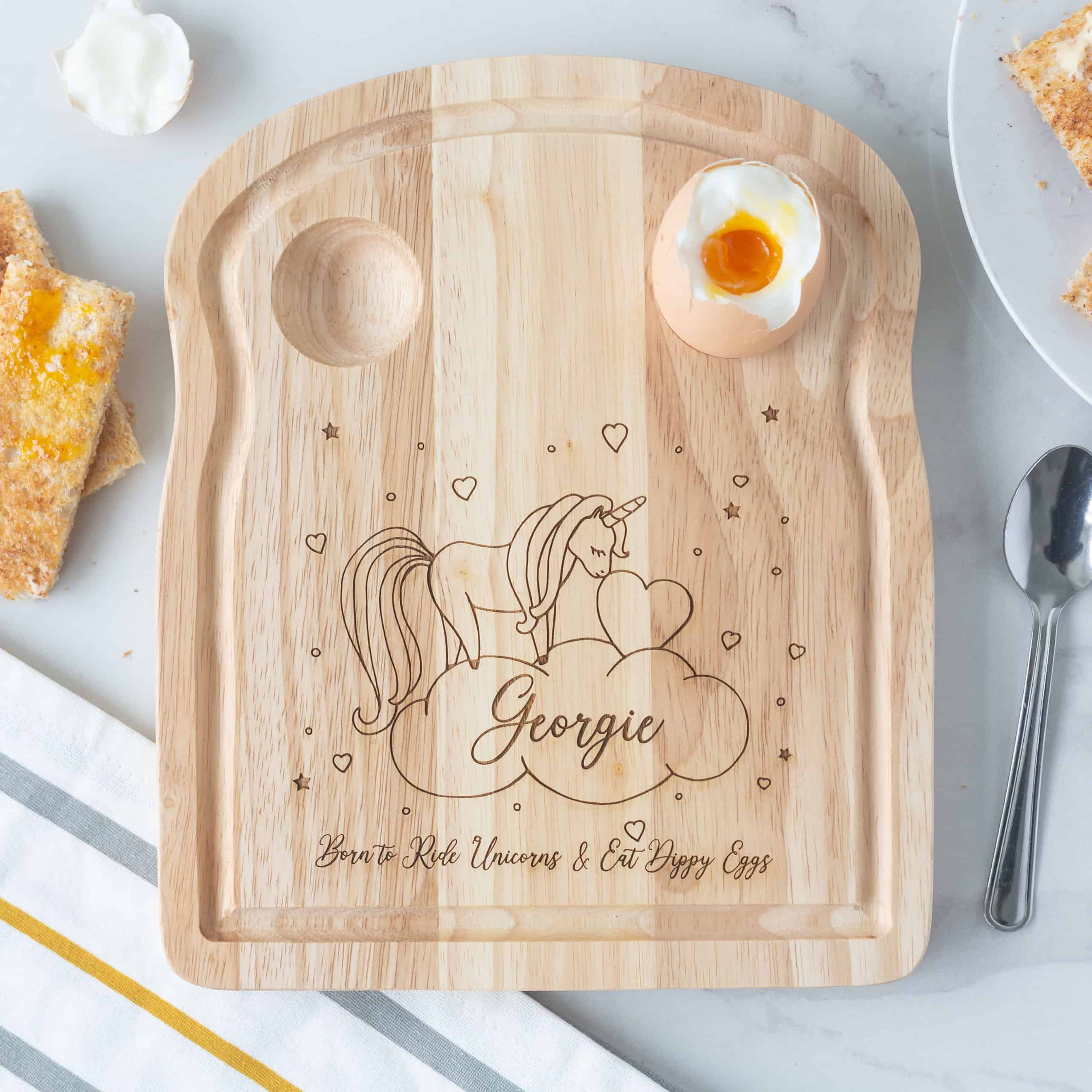 Personalised Wooden Unicorn Breakfast Board