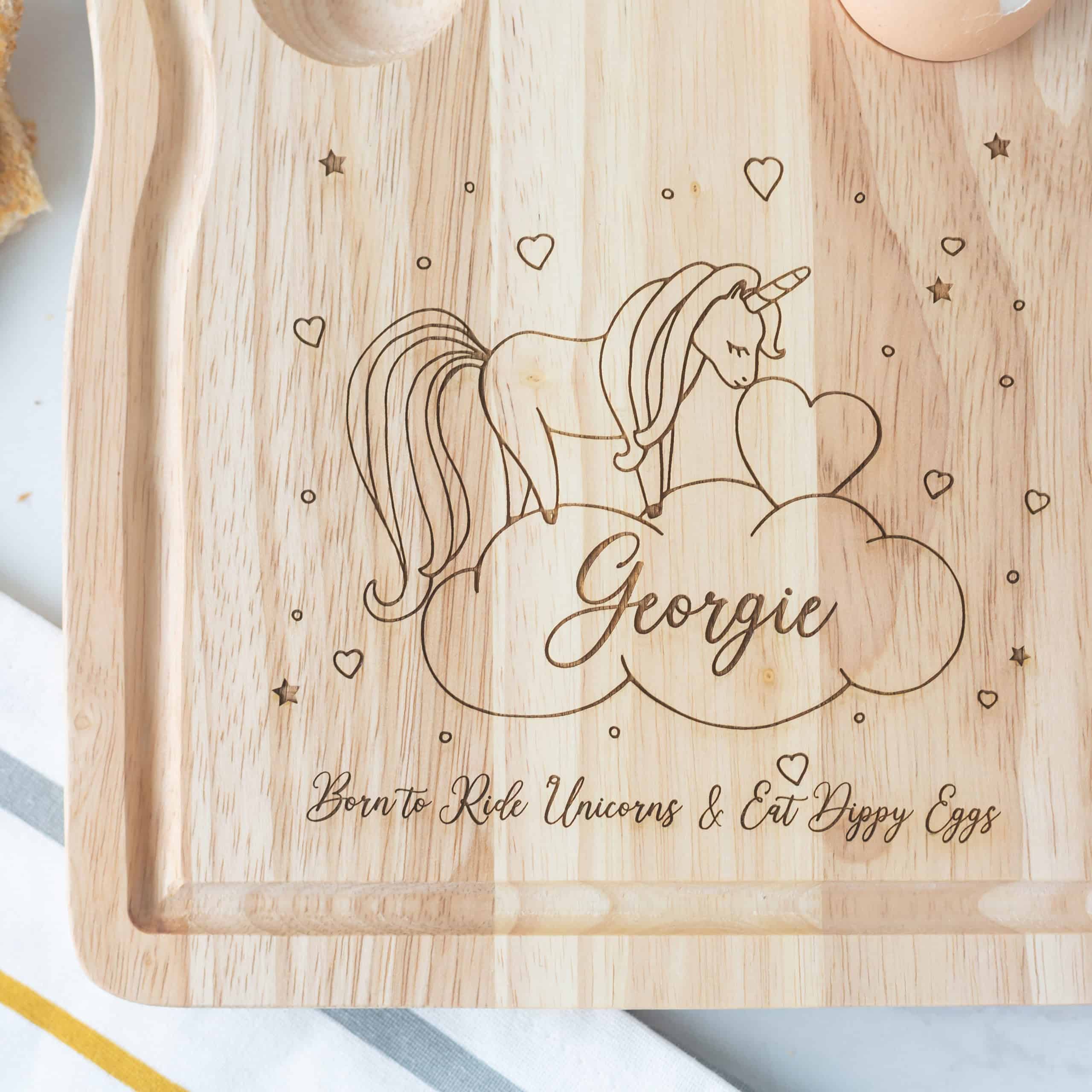 Personalised Wooden Unicorn Breakfast Board