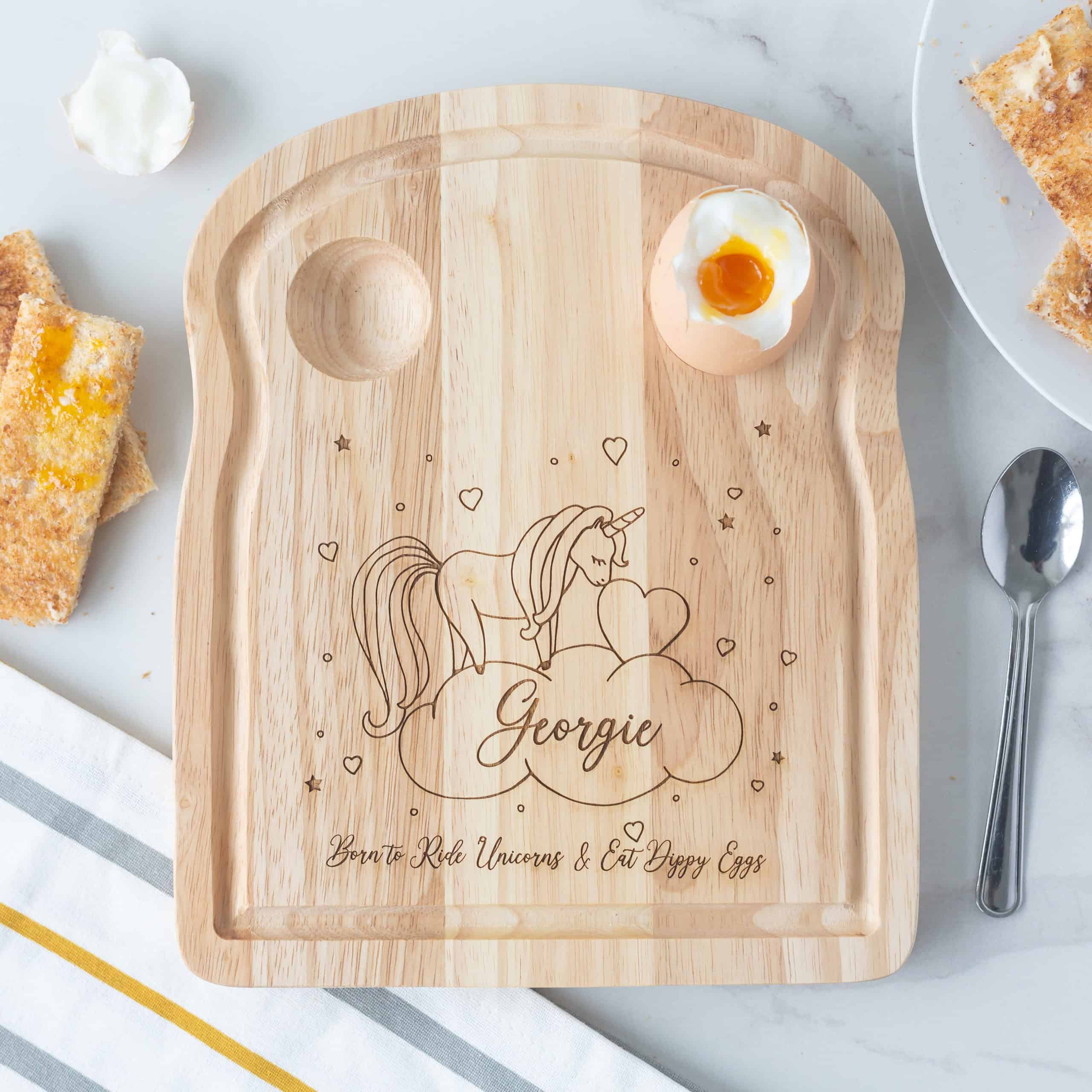 Personalised Wooden Unicorn Breakfast Board