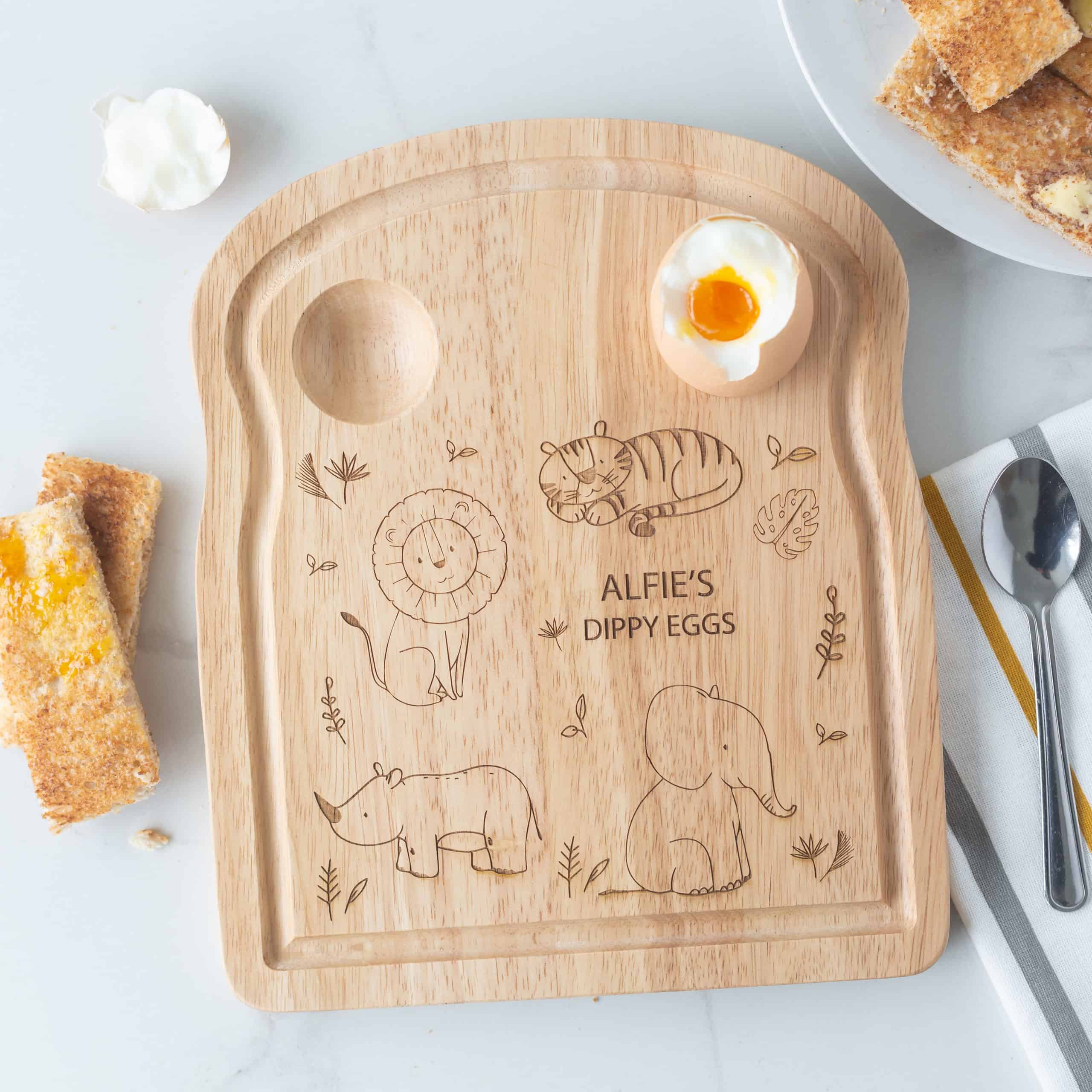 Personalised Wooden Safari Breakfast Egg Board