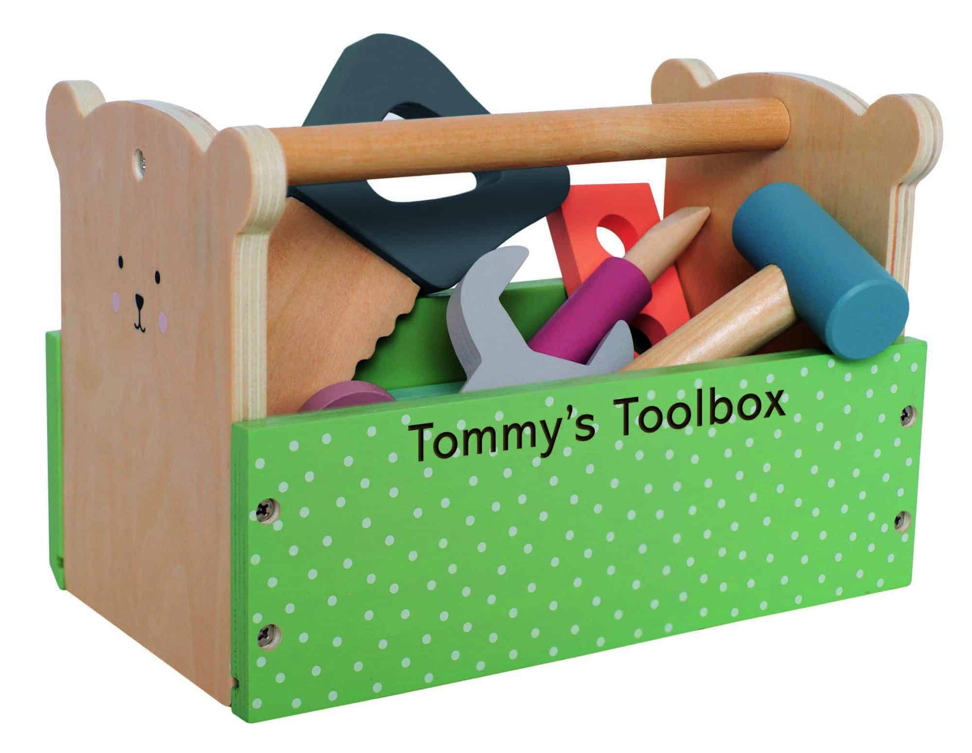 Personalised Wooden Teddy Toolbox Toy