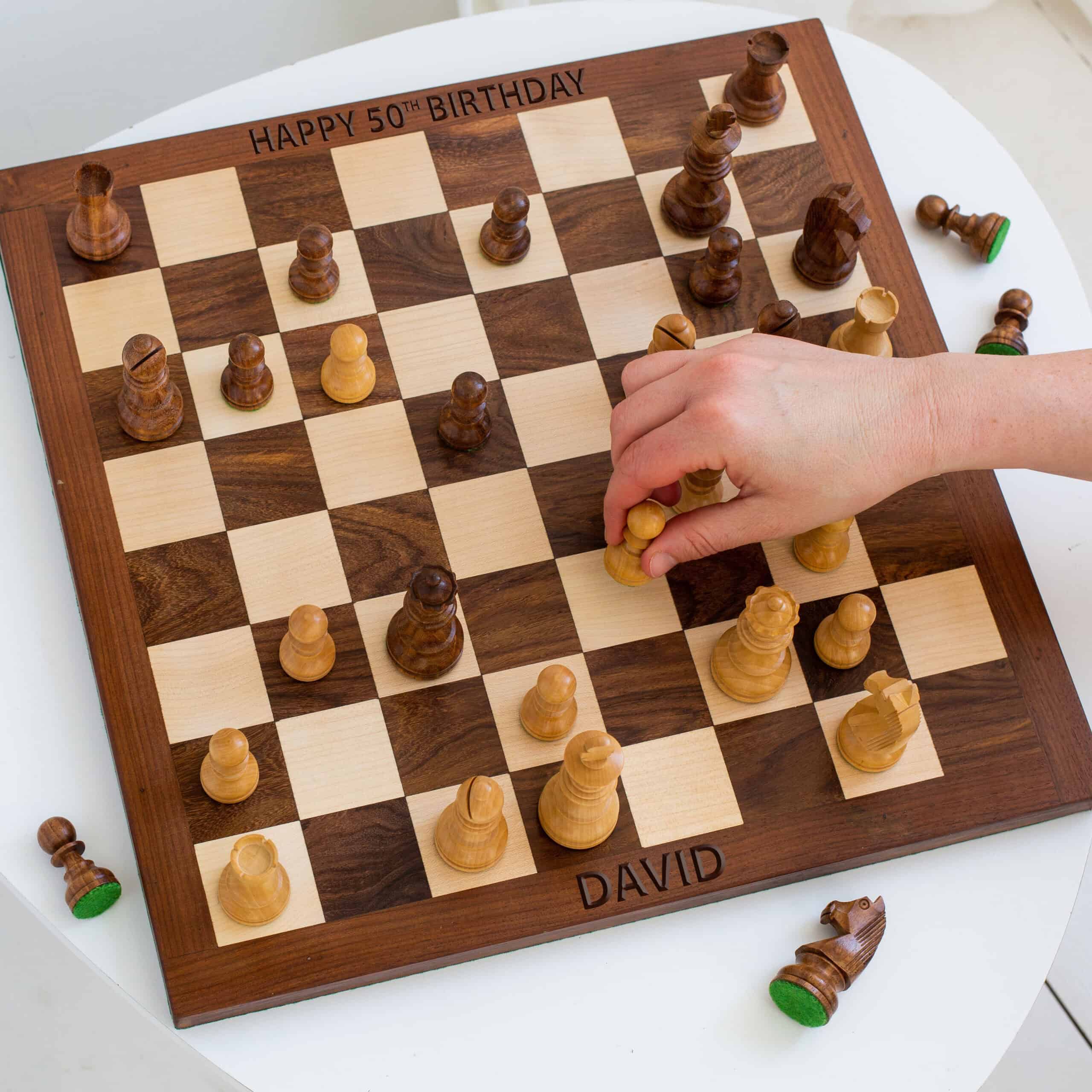 Personalised Deluxe Wooden 16"x16" Chess Set