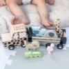 Personalised Wooden Safari Jeep with Trailer and Animals