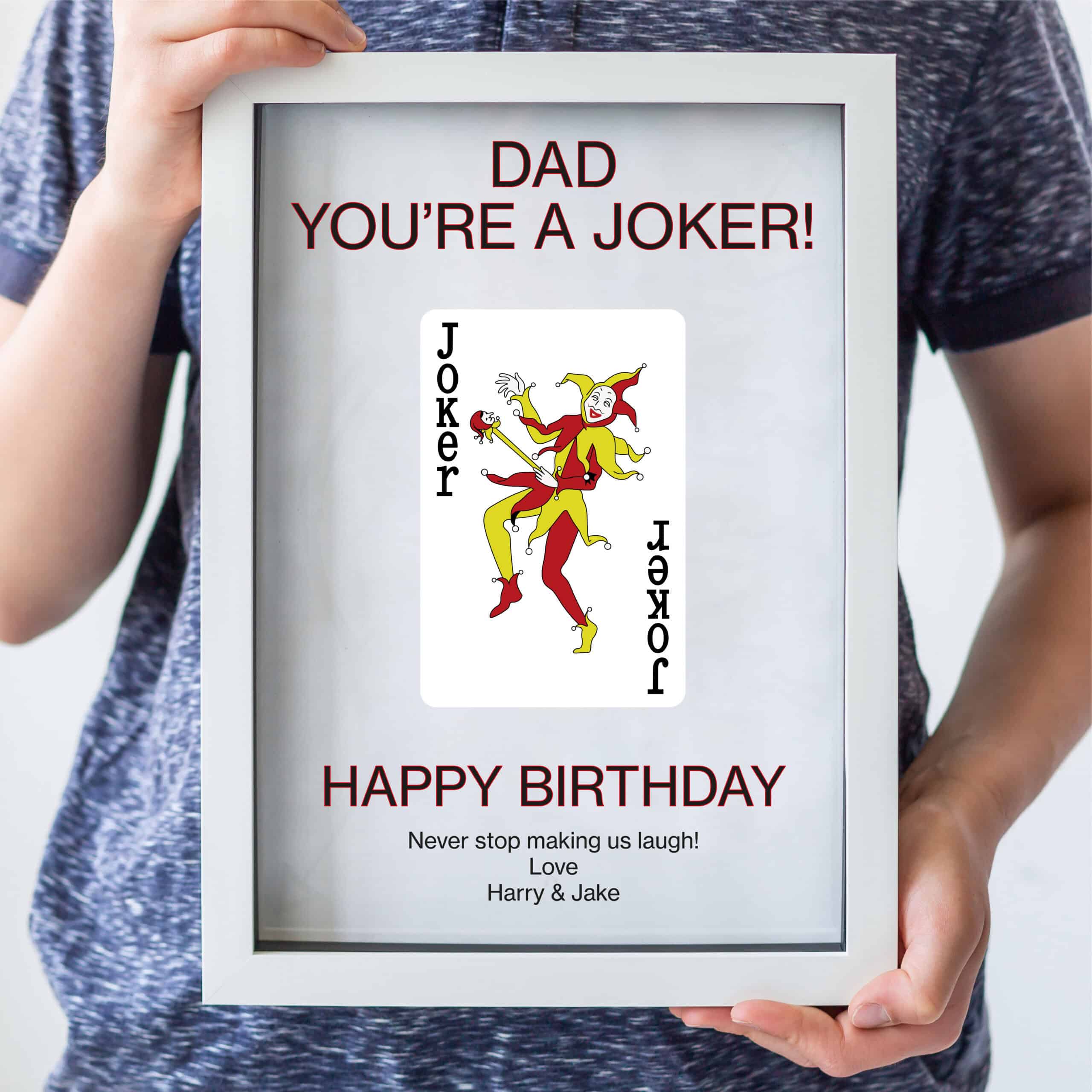 Personalised Joker Playing Card Glass Printed Frame