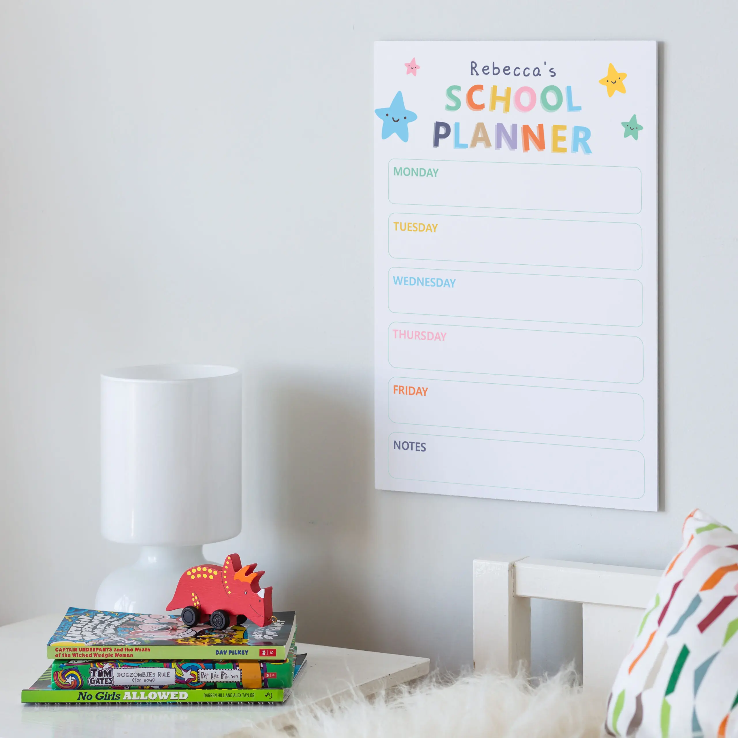 Personalised Kids School Planner Wipeable Board