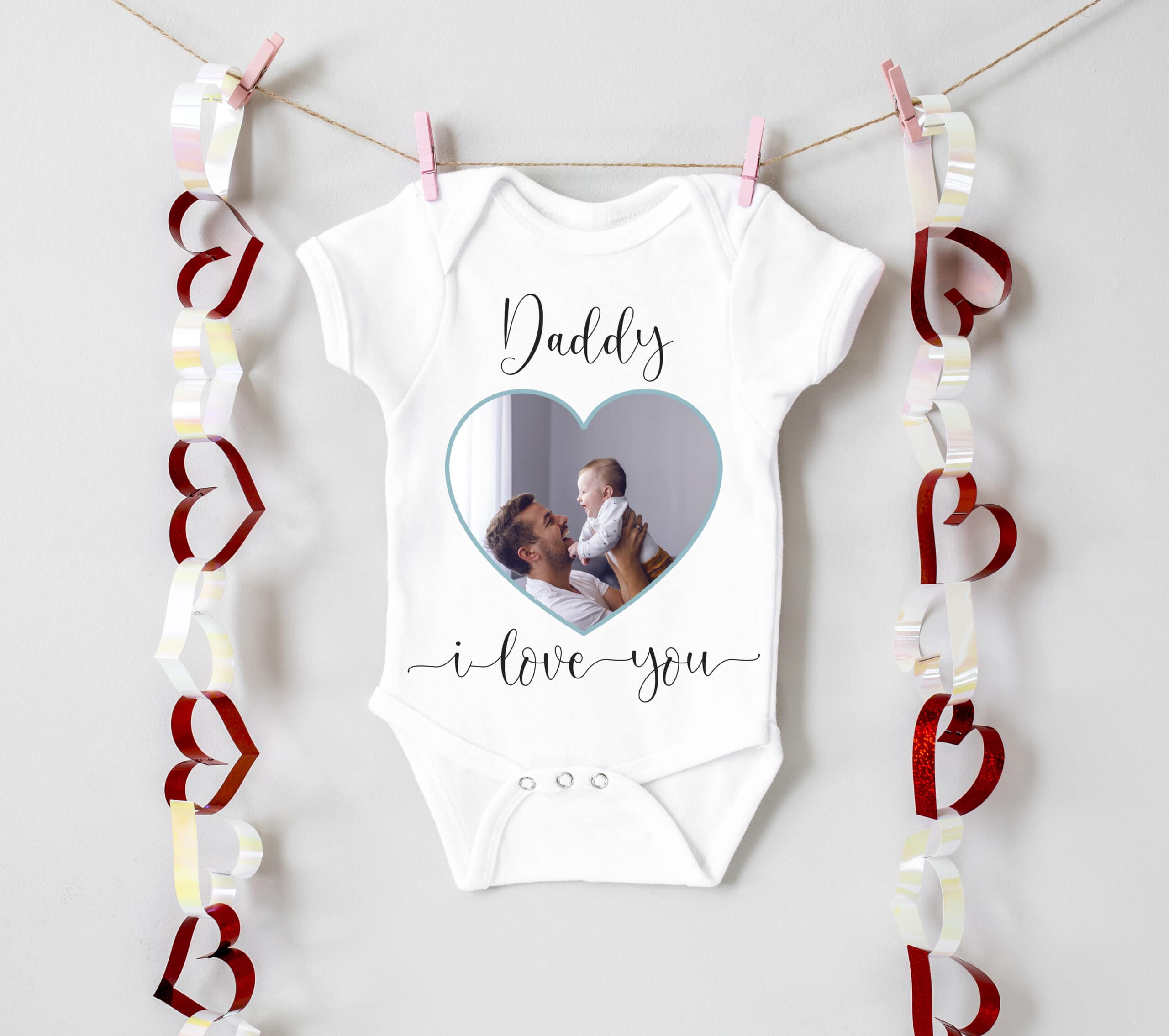 Personalised I Love You Mummy Photo Babygrow/Sleepsuit