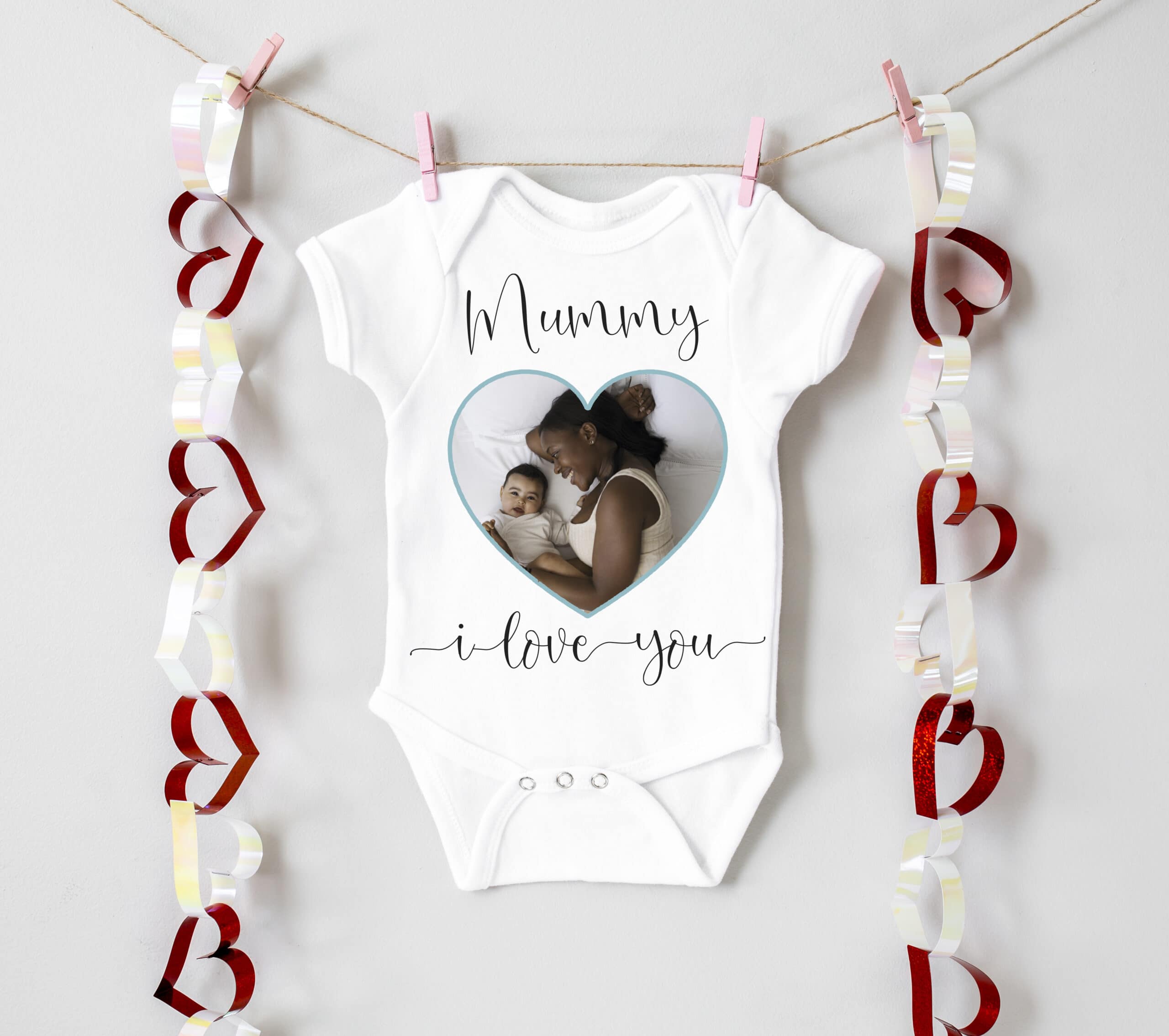 Personalised I Love You Mummy Photo Babygrow or Sleepsuit