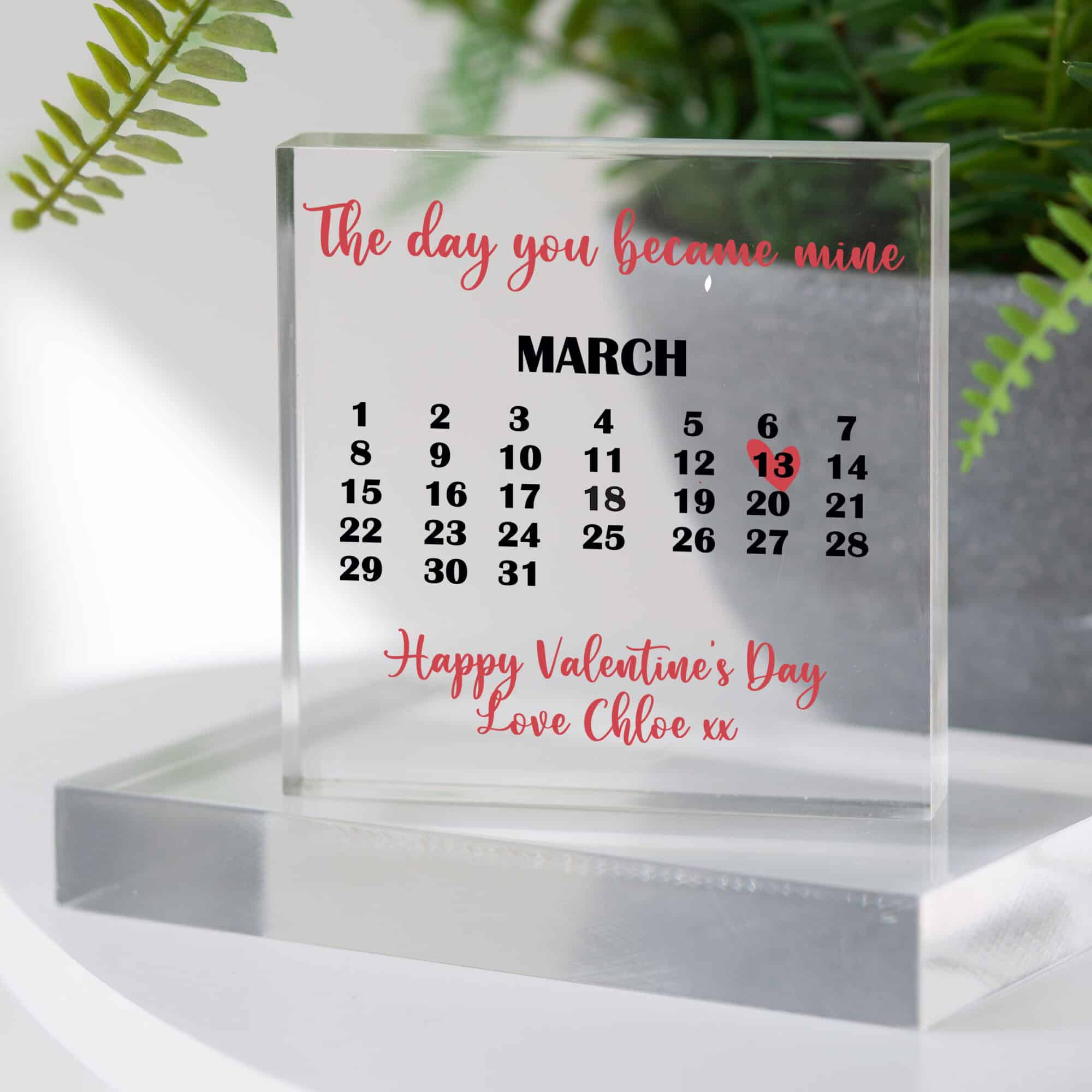 Personalised Calendar Date Memory Acrylic Block