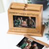 Personalised Birthday Wooden Pull Out Photo Album Holder